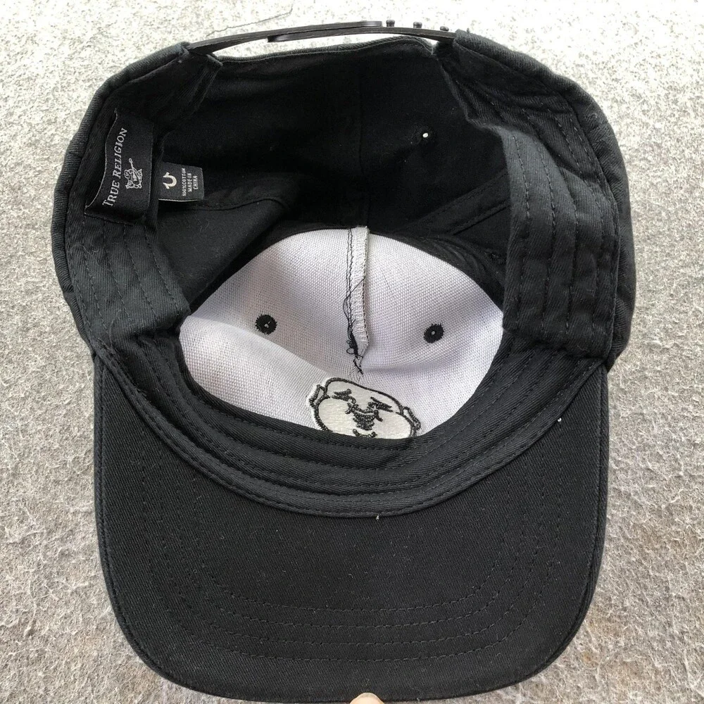 True Religion Hat Cap Snap Back Mens One Size Black Buddha Logo Baseball Twill